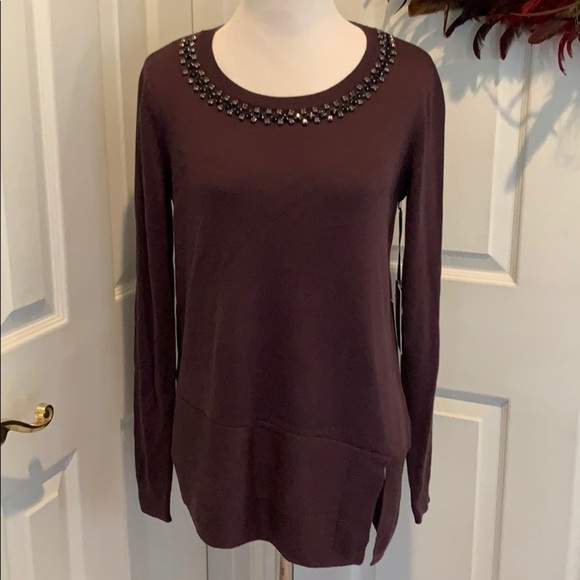 Simply Vera eggplant colored sweater, asymmetrical - Picture 1 of 8